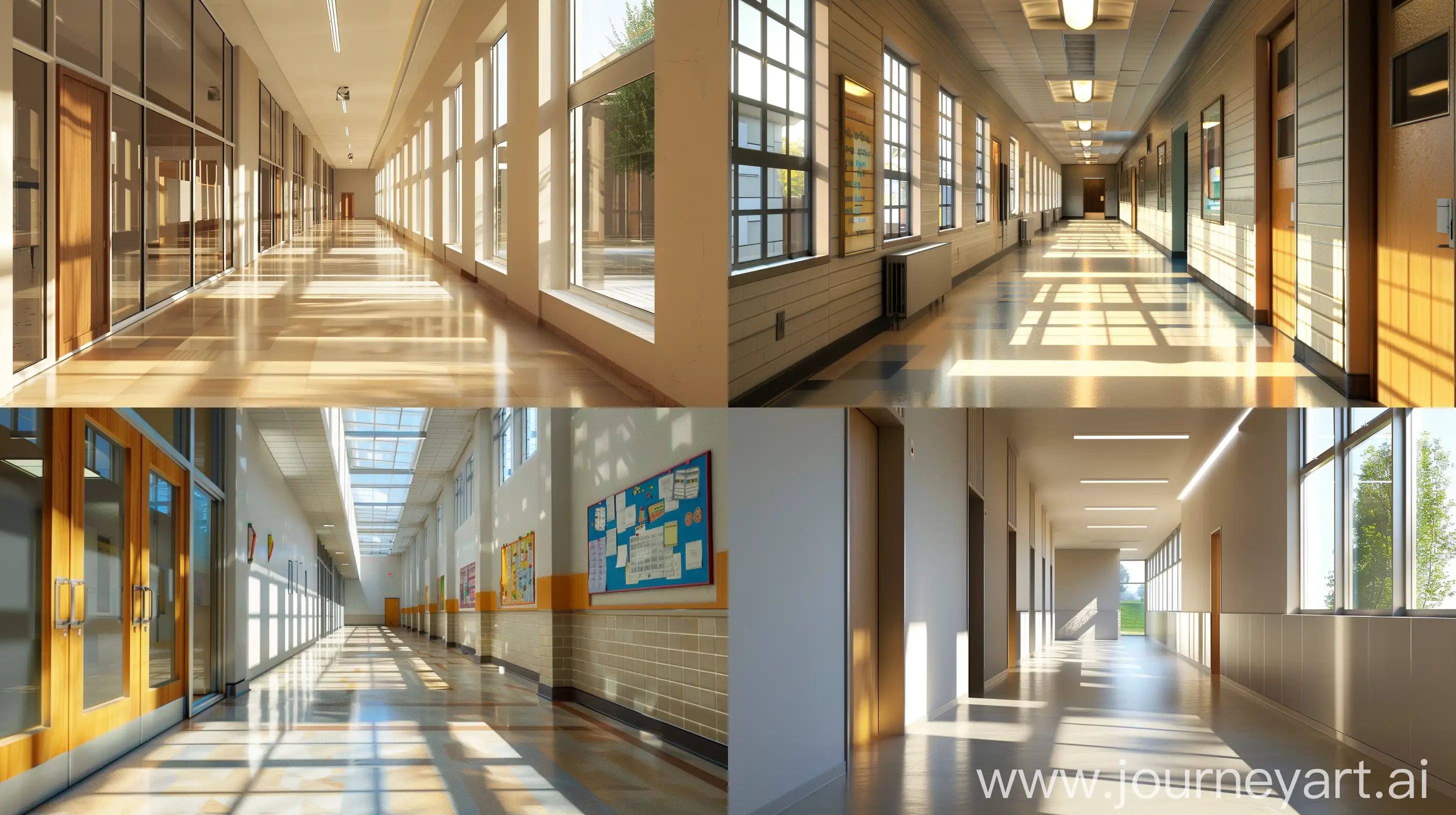 school hallway, daylight, modern, realistic:: --aspect 16:9 --version 6.0