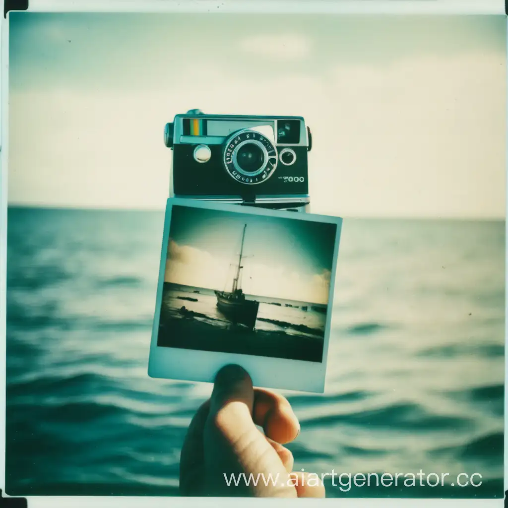 Polaroid-Camera-Contrasting-with-Revolver-in-Oceanic-Sky