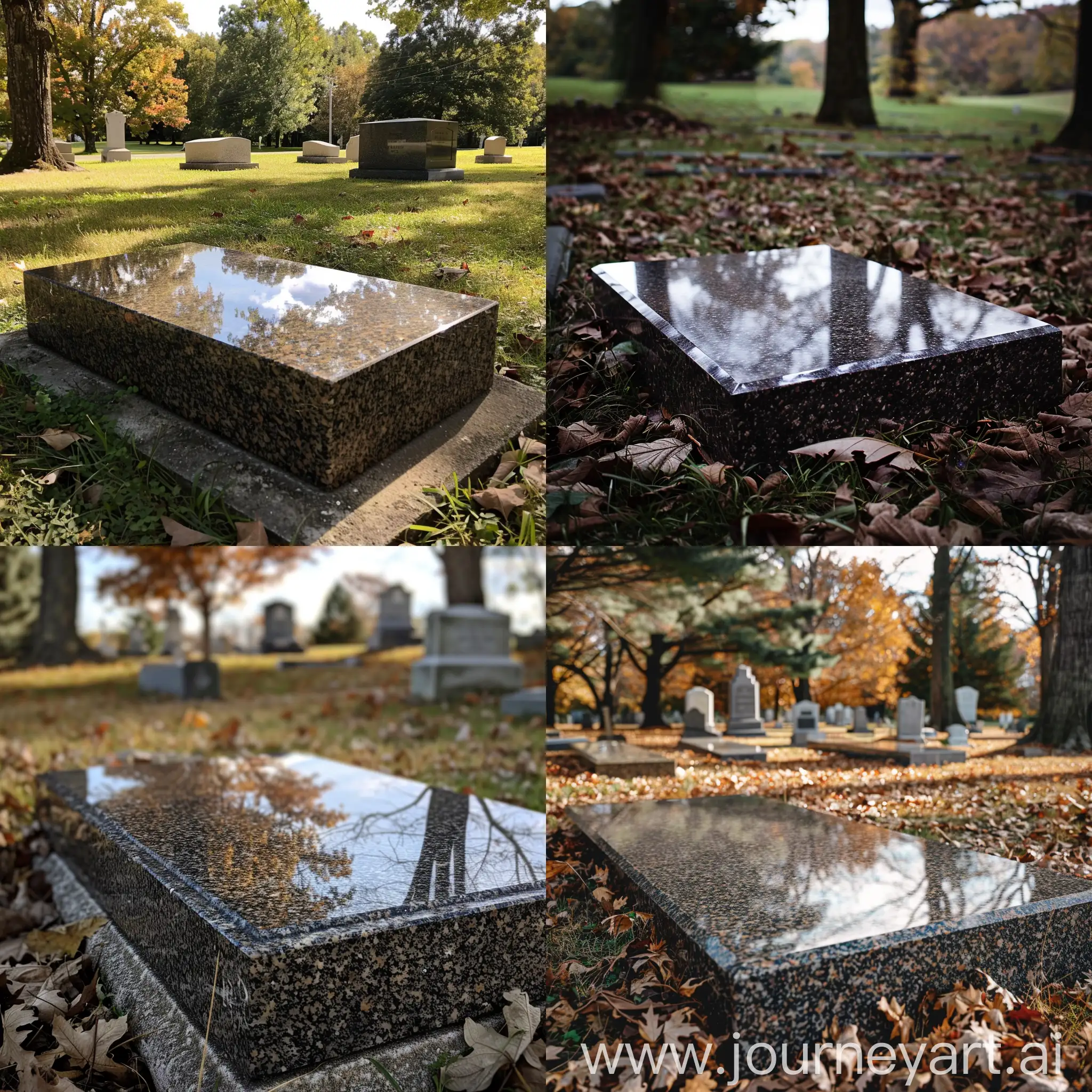 new shiny granite slab in the cemetery