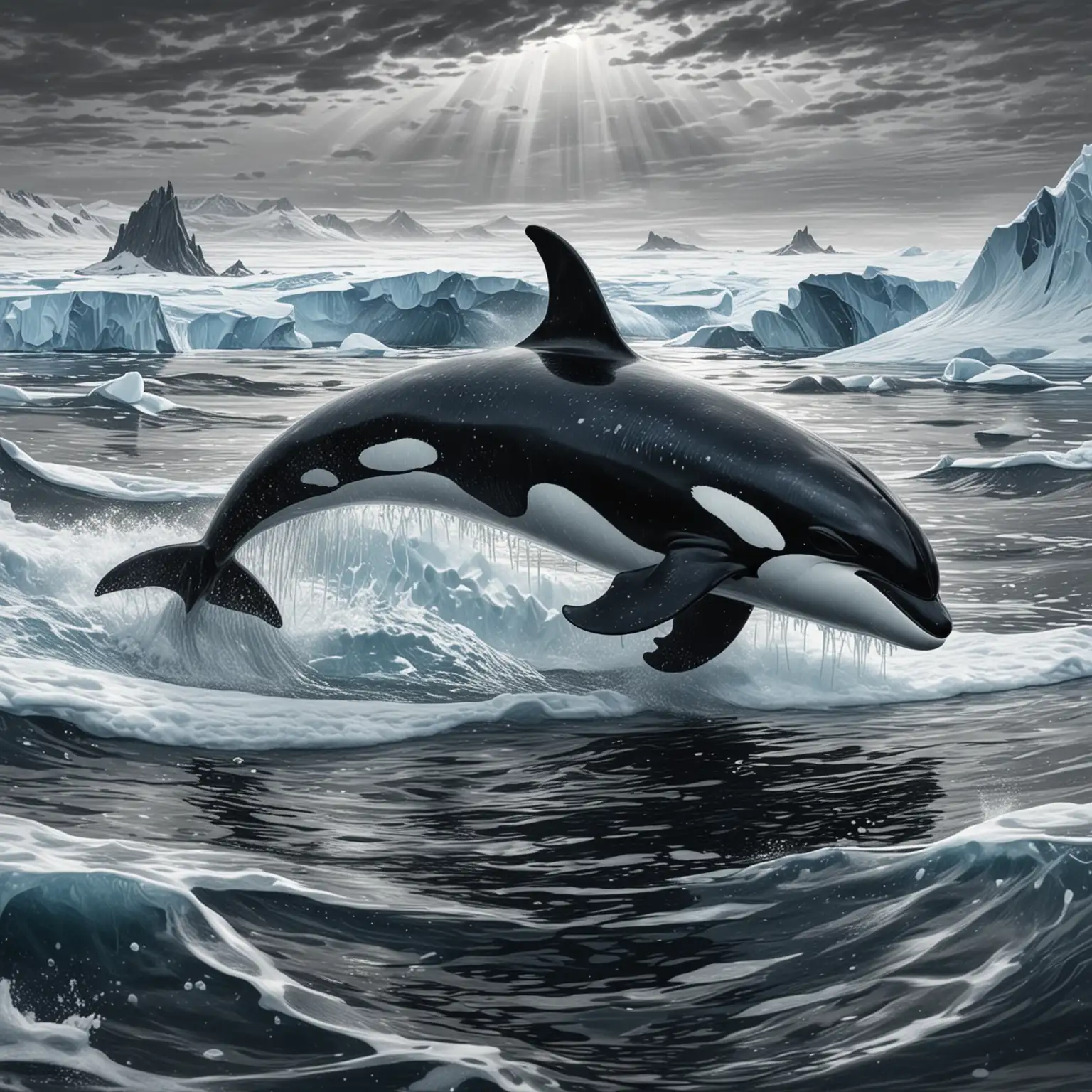 Majestic Killer Whale Breaching in Antarctica