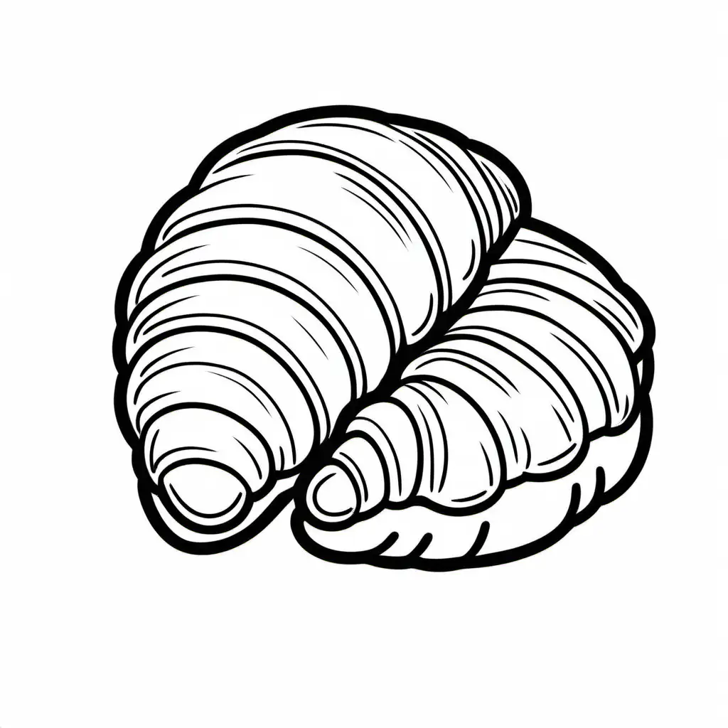 Create a bold and clean line drawing of a croissant without any background , Coloring Page, black and white, line art, white background, Simplicity, Ample White Space. The background of the coloring page is plain white to make it easy for young children to color within the lines. The outlines of all the subjects are easy to distinguish, making it simple for kids to color without too much difficulty