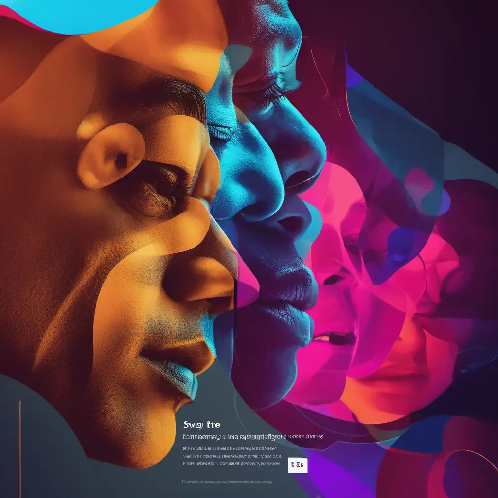 "Imagine using the colors in the image to design a visually captivating and emotionally engaging customer journey or experience. Utilize the rich palette, shades, and tones to represent diversity - 1 man  FACE EAR WITHOUT  GLASSE AND THE EAR CLOSER FOCUS ON EAR
