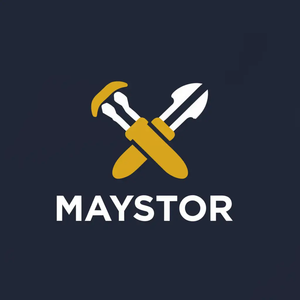 a logo design,with the text "MAYSTOR", main symbol:Trowel, Fork key,Moderate,be used in Construction industry,clear background