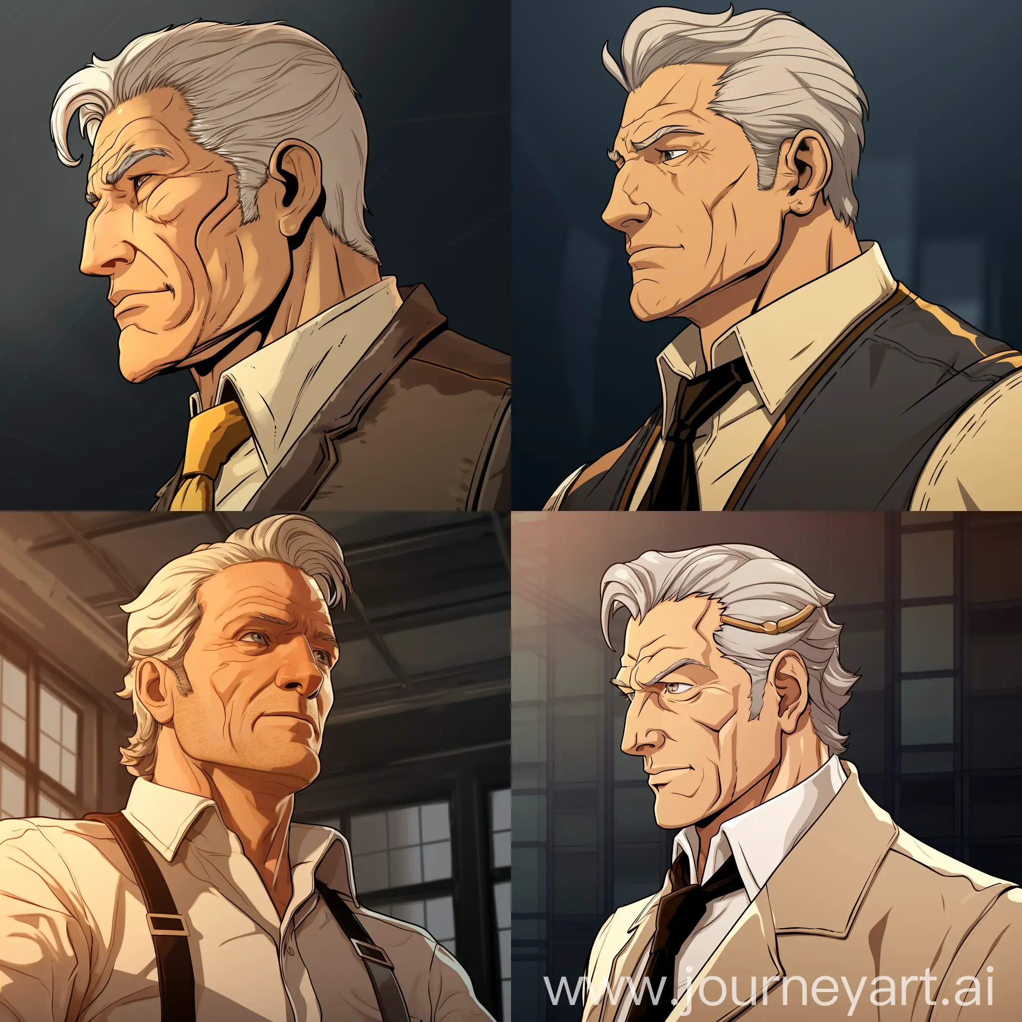 Herman brood art style of Reiner braun character from attack on Titans as a 50 years old man strong with blonde hair, handsome, profile picture, 8k uhd Maximalist Details --v 5.2