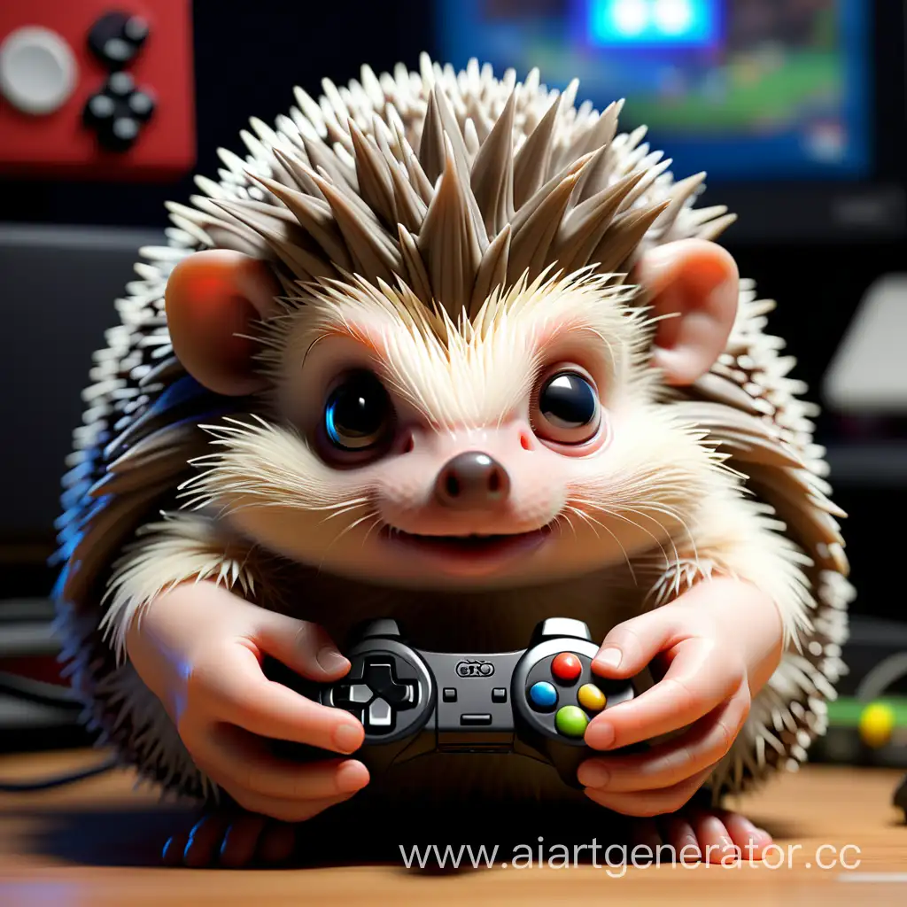 Adorable-Hedgehog-Engrossed-in-Gaming-Fun