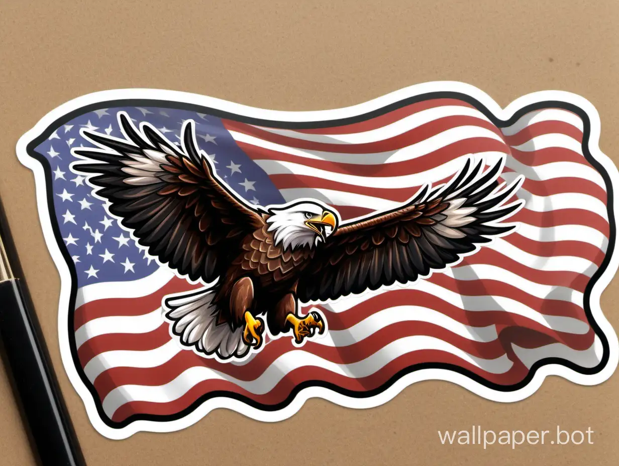 Bald-Eagle-Soaring-Before-American-Flag-Patriotic-Sticker-Art
