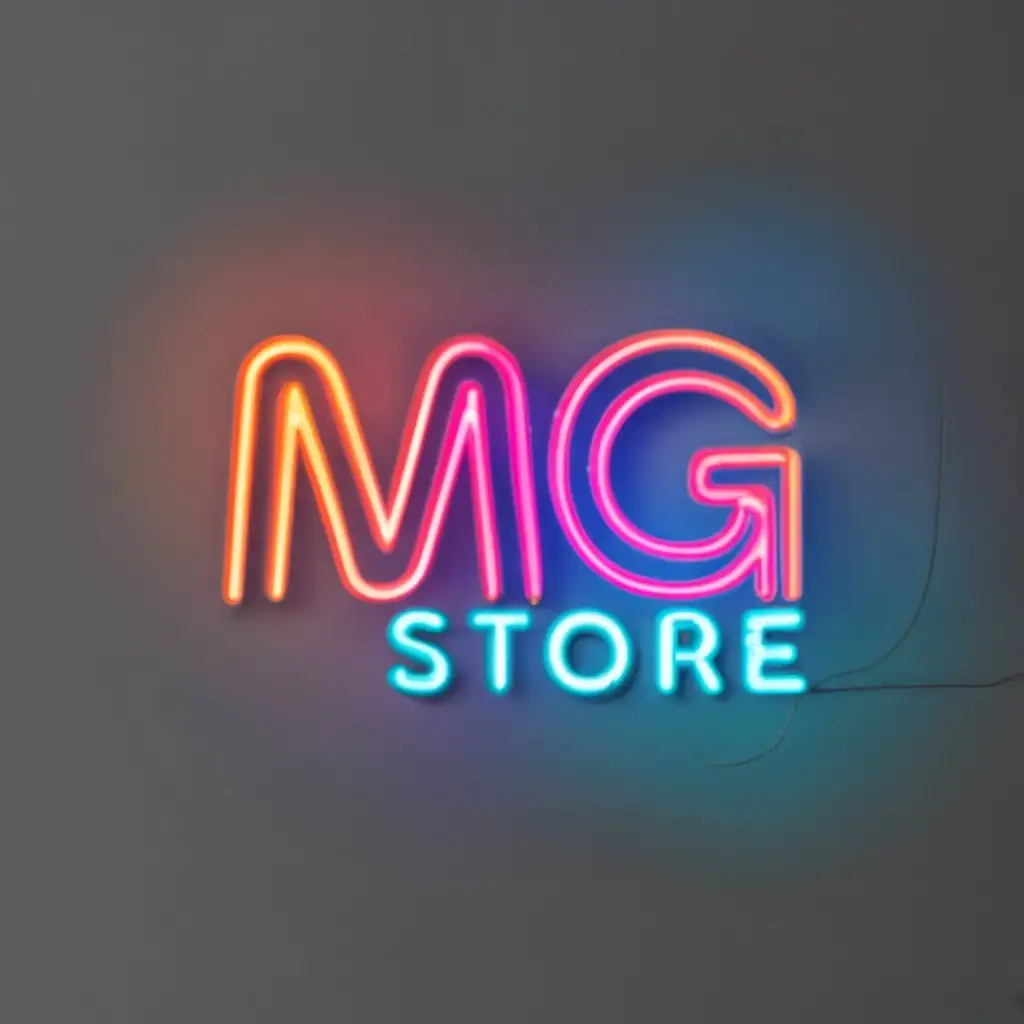 logo, NEON LIGHT, with the text "MG STORE", typography, be used in Technology industry