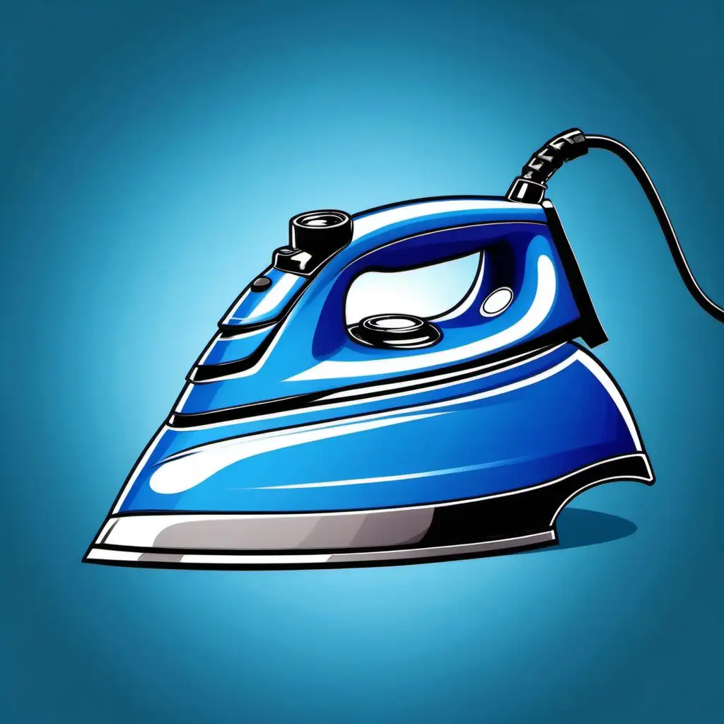 Vibrant Cartoon Electric Iron in Striking Blue Hue