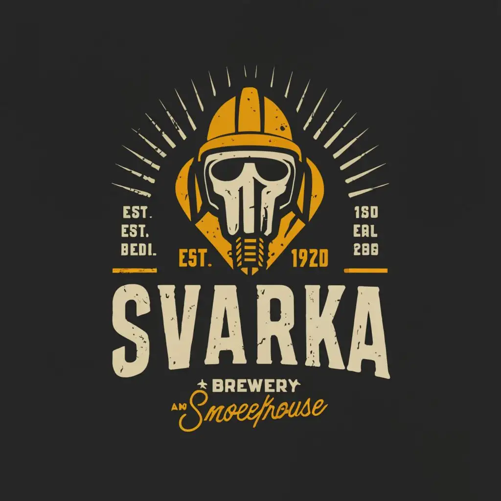 a logo design,with the text "SVARKA 
Brewery and smokehouse", main symbol:welder's mask or welding torch,complex,be used in Restaurant industry,clear background
