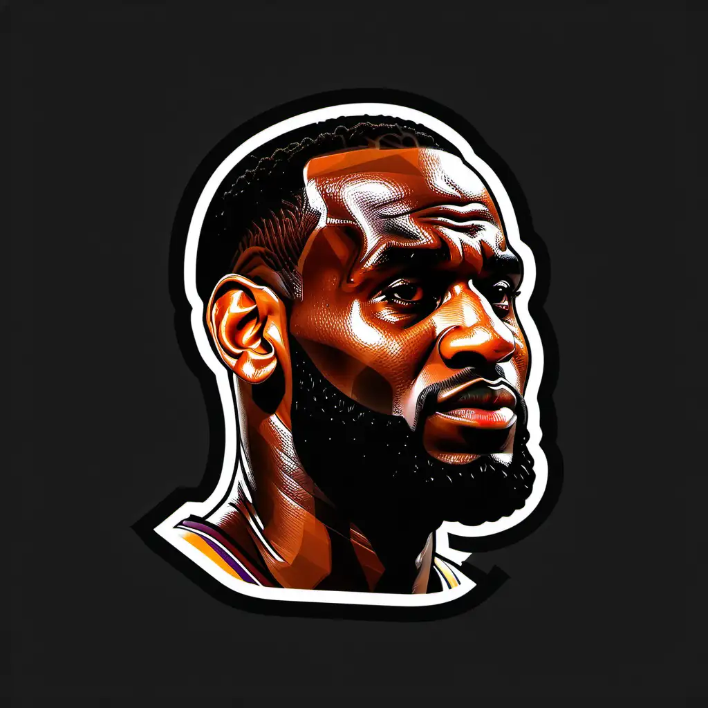 LeBron James Icon Portrait with Transparent Background and Bold Black Stroke