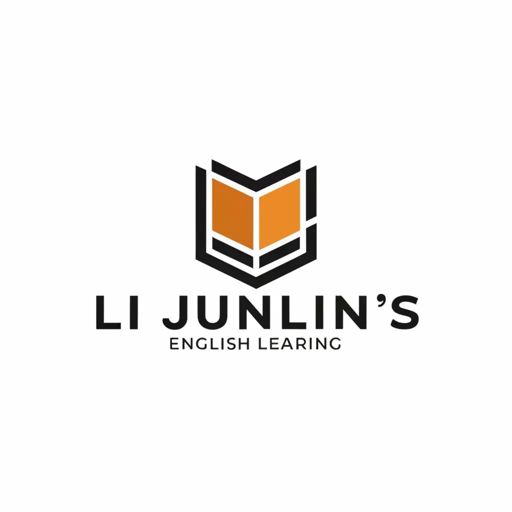 a logo design,with the text "Li Junlin's Studio; for English learning", main symbol:a book; the whole logo name,Minimalistic,be used in Education industry,clear background
