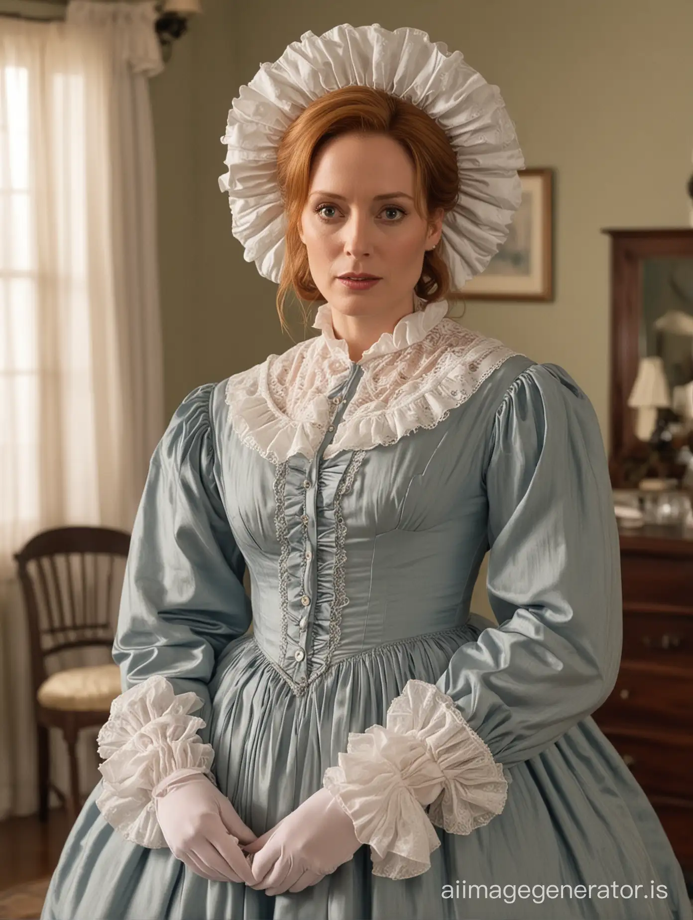 Victorian-Styled-Dana-Scully-in-Elegant-Attire-with-Frilly-Bonnet