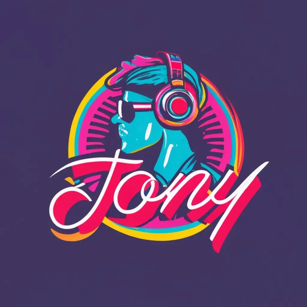 logo, SYNTHWAVE GRAFFITI MUSIC, with the text "TONY", typography