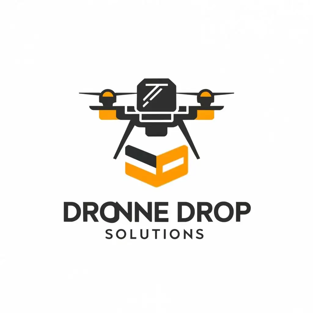 a logo design,with the text "Drone Drop Solutions", main symbol:drone with a package at doorstep,Moderate,clear background