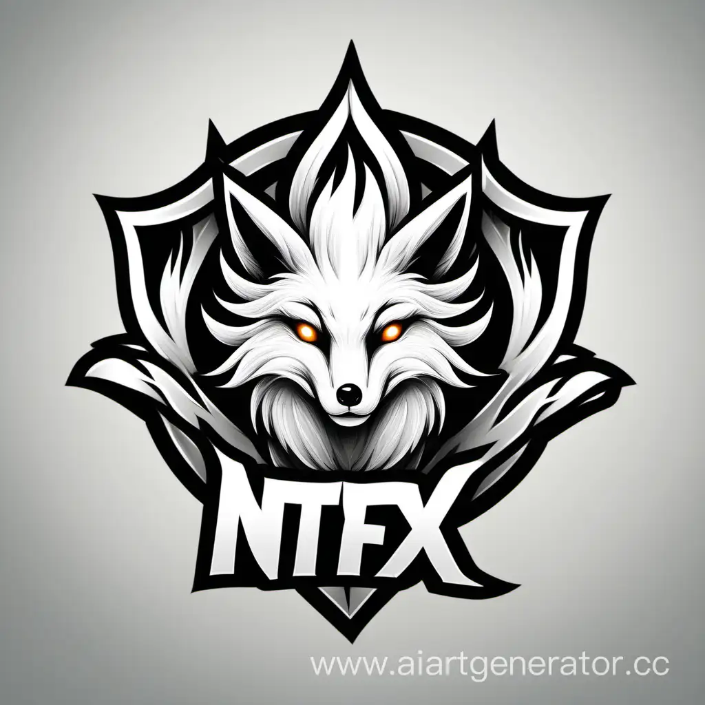 NtFOX-Team-Logo-Elegant-NineTailed-White-Fox-Design