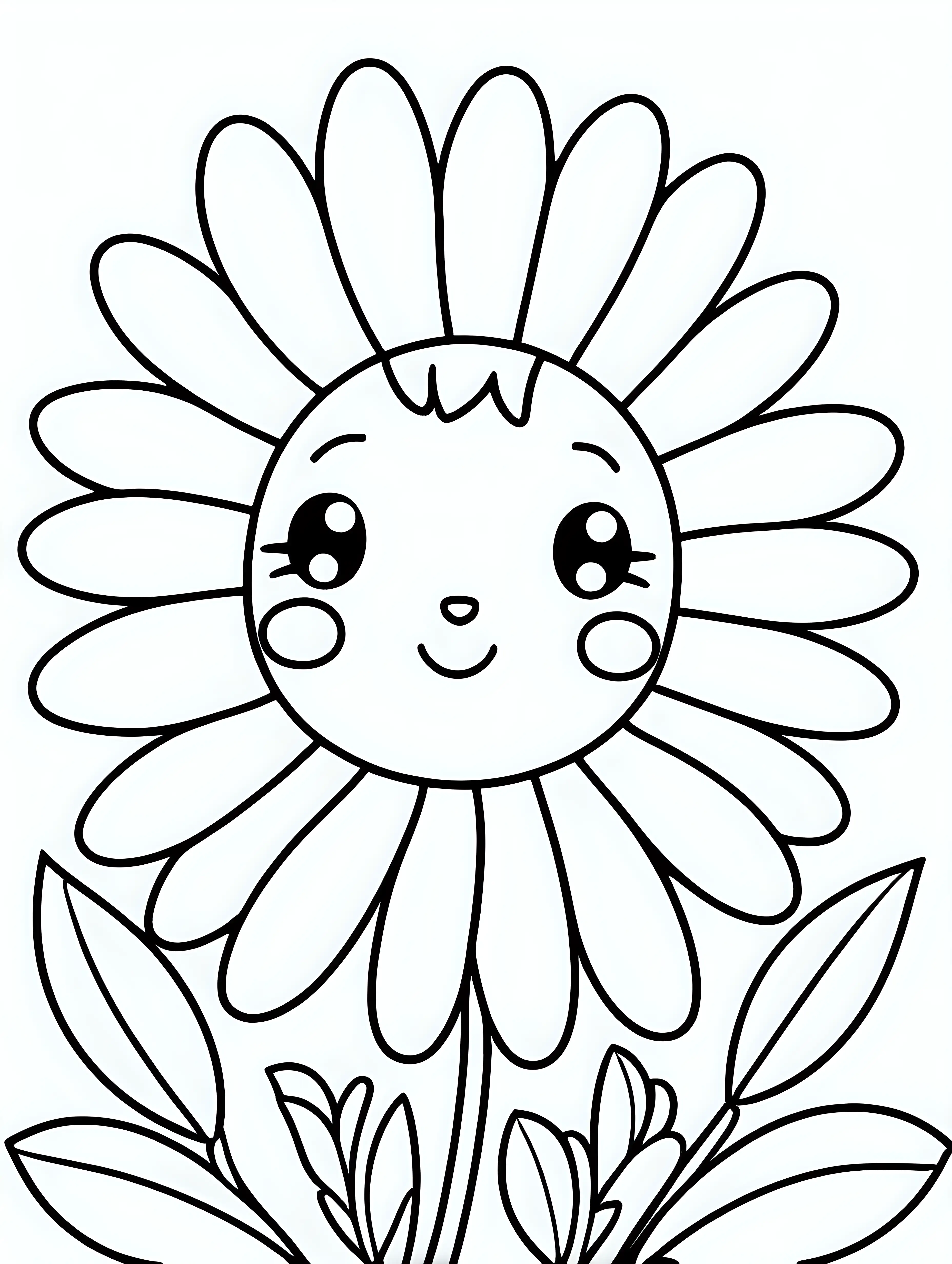 Adorable Kawaii Daisy Coloring Page for Kids Cartoon Style Fun