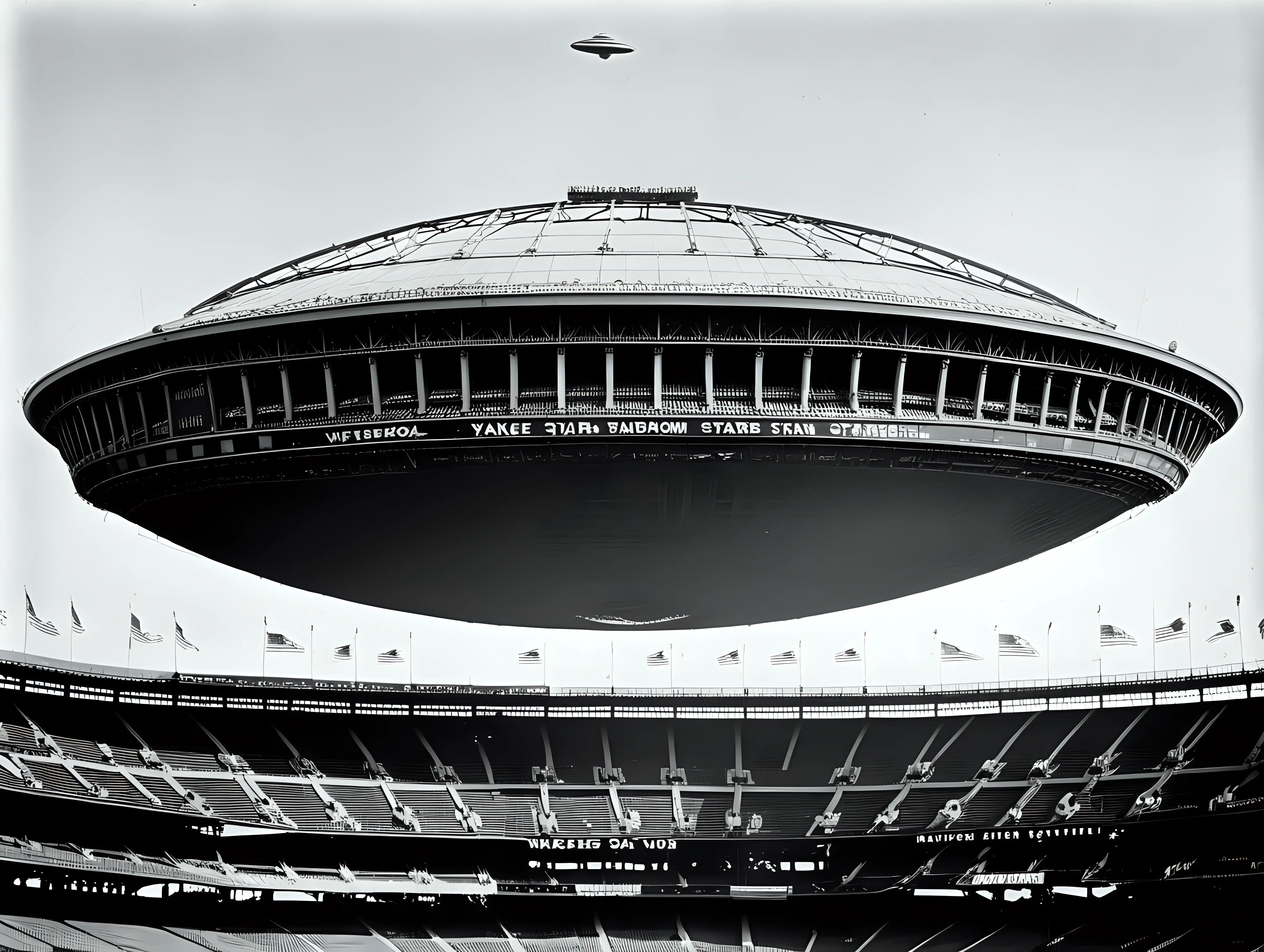 flying saucer hovering above Yankee Stadium 1927