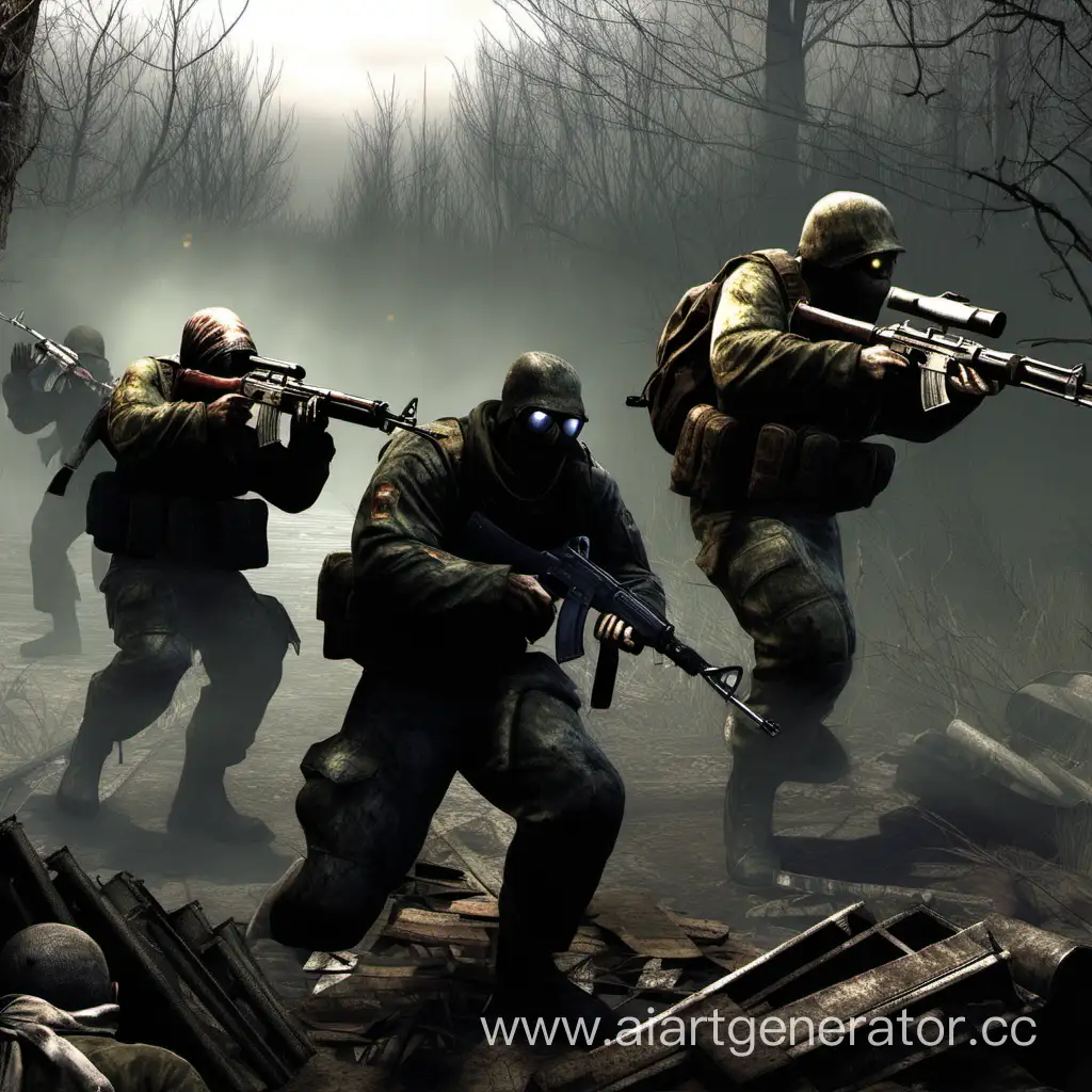 Intense-Battle-Scene-STALKER-Soldiers-Engage-Mutants-with-AK-Rifles