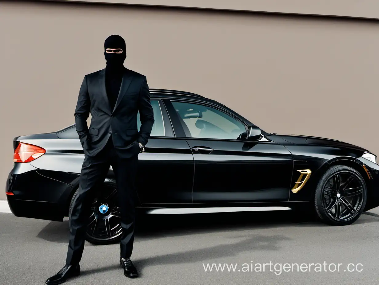 Mysterious-Man-in-Stylish-Black-Attire-Next-to-Black-BMW