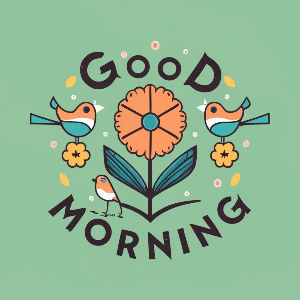 logo, Flower circle birds, with the text "Good Morning", typography, be used in Home Family industry