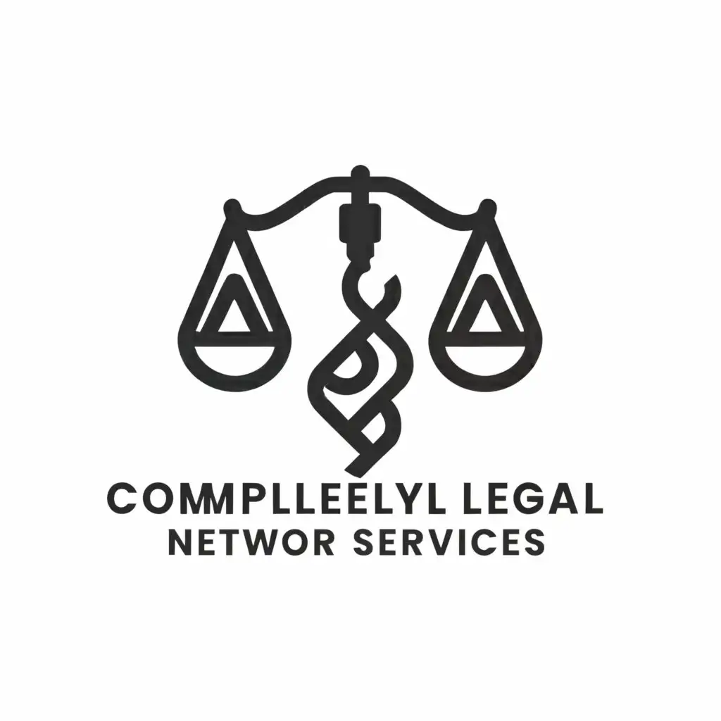 a logo design,with the text "Completely Legal Network Services", main symbol:a RJ45 plug with justice weights,Moderate,clear background