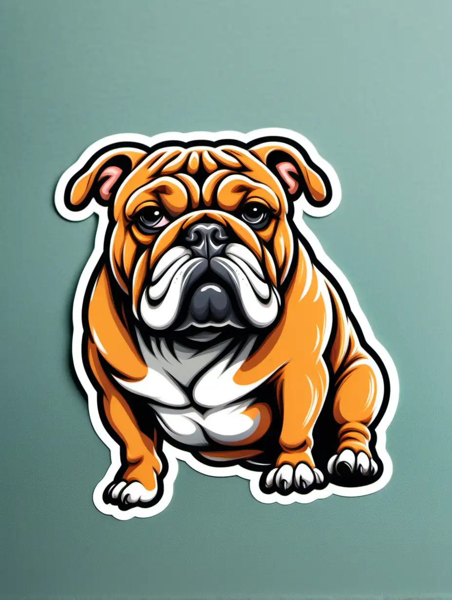 Adorable Bulldog Sticker with Playful Expression