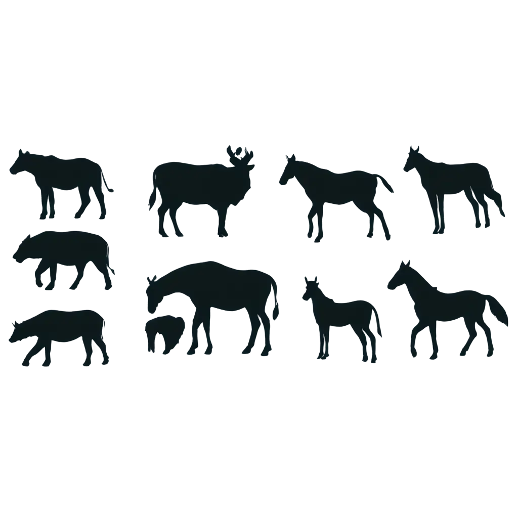 Animals Set Logo Vector Silhouette