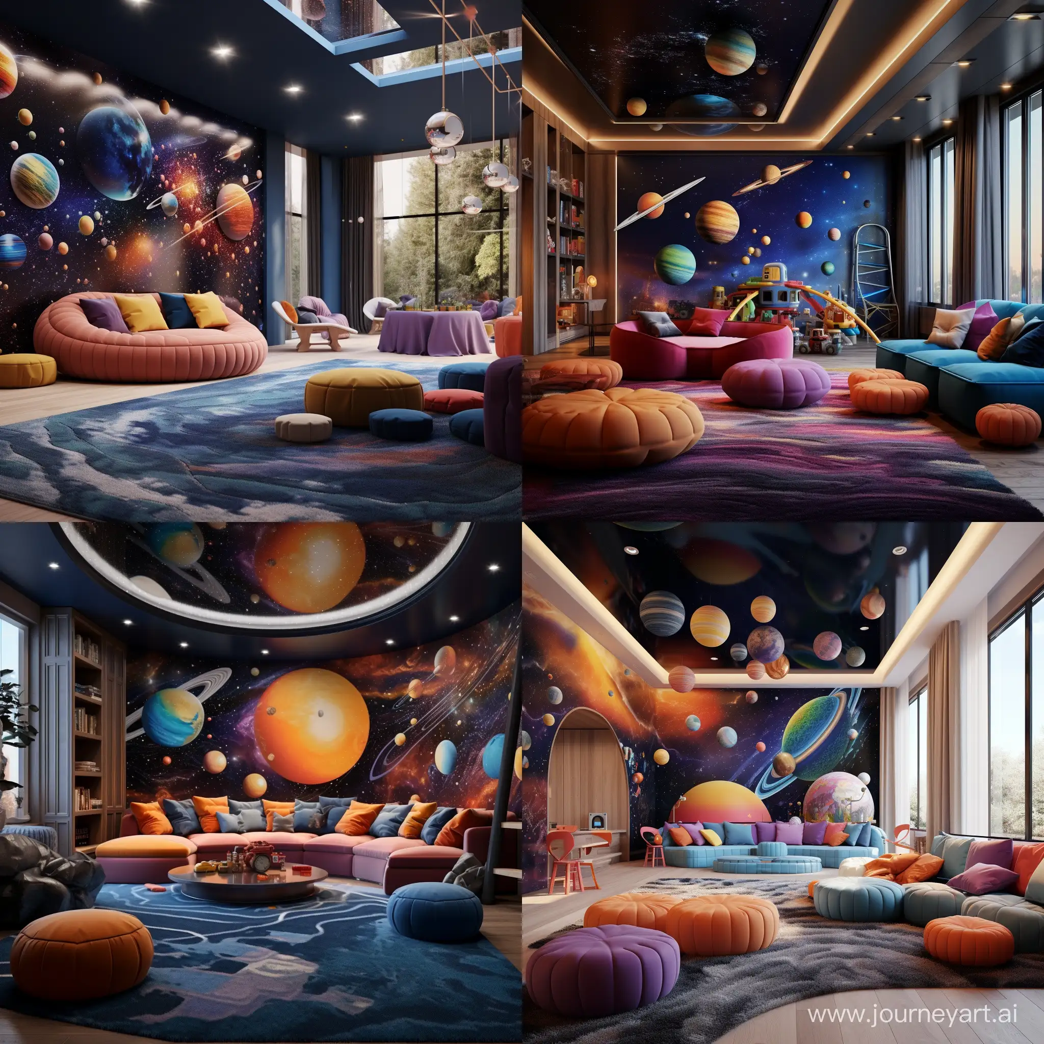 игровая детская комната в стиле космической планеты 