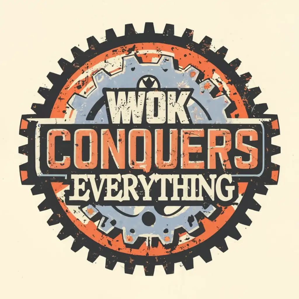 logo, Sprockets, printing, with the text "work conquers everything", typography, be used in Construction industry