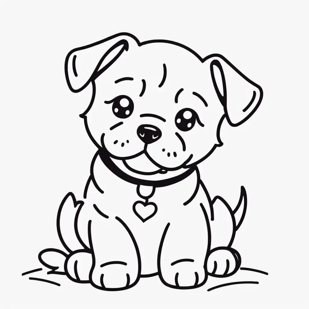Adorable Line Drawing of a Cute Dog