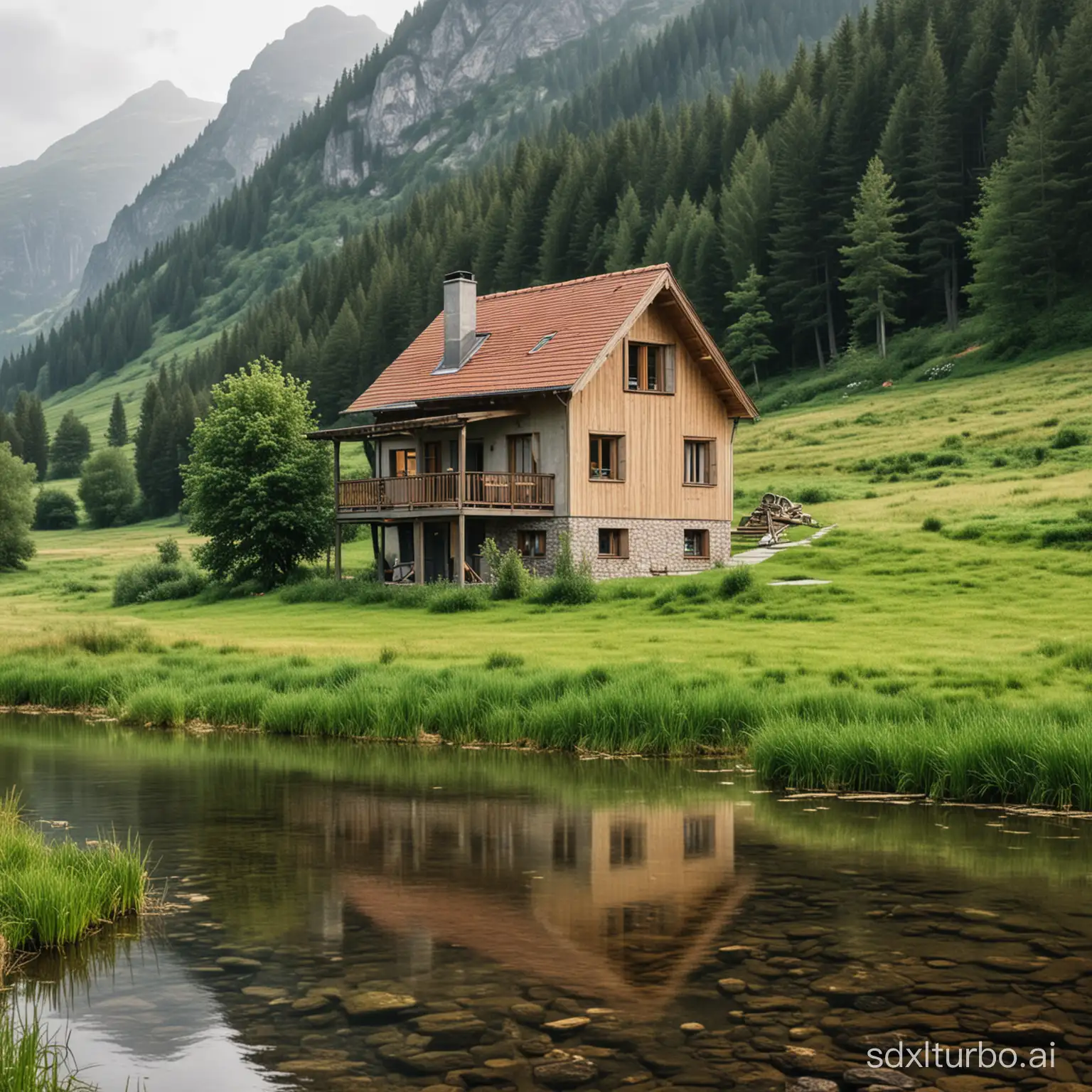 medium house in the middle of a beautiful landscape