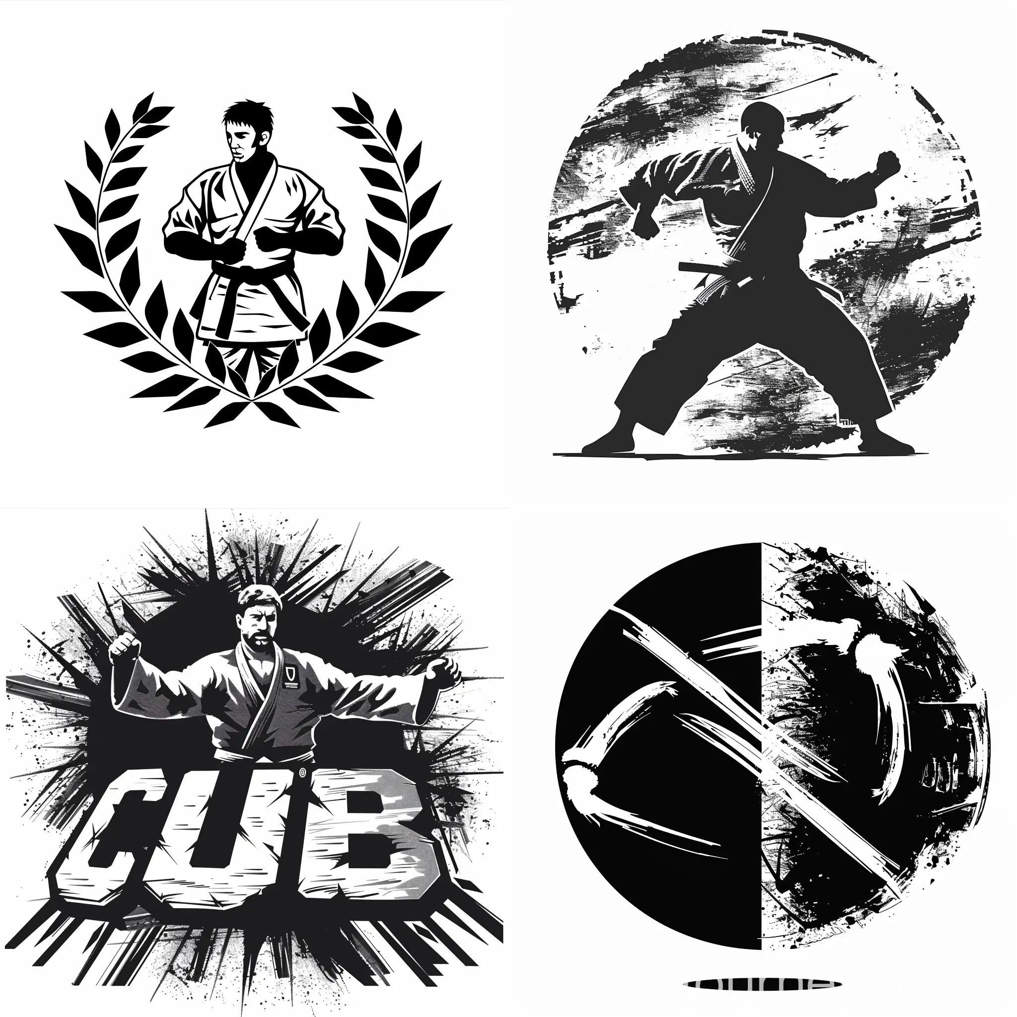 логотип черно-белый клуб judo