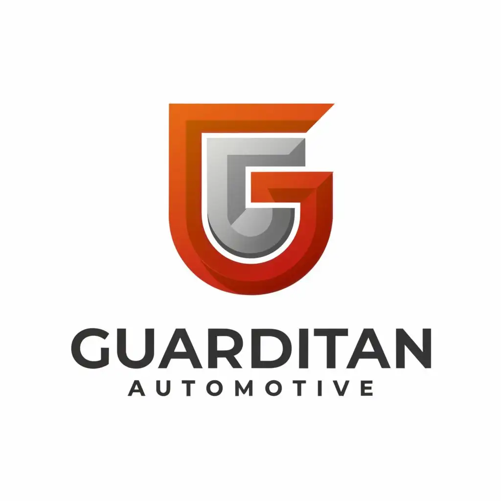 logo, uppercase font, red, abstract G and A in the shape of a shield, with the text "Guardian Automotive", typography, be used in Automotive industry, flat style
