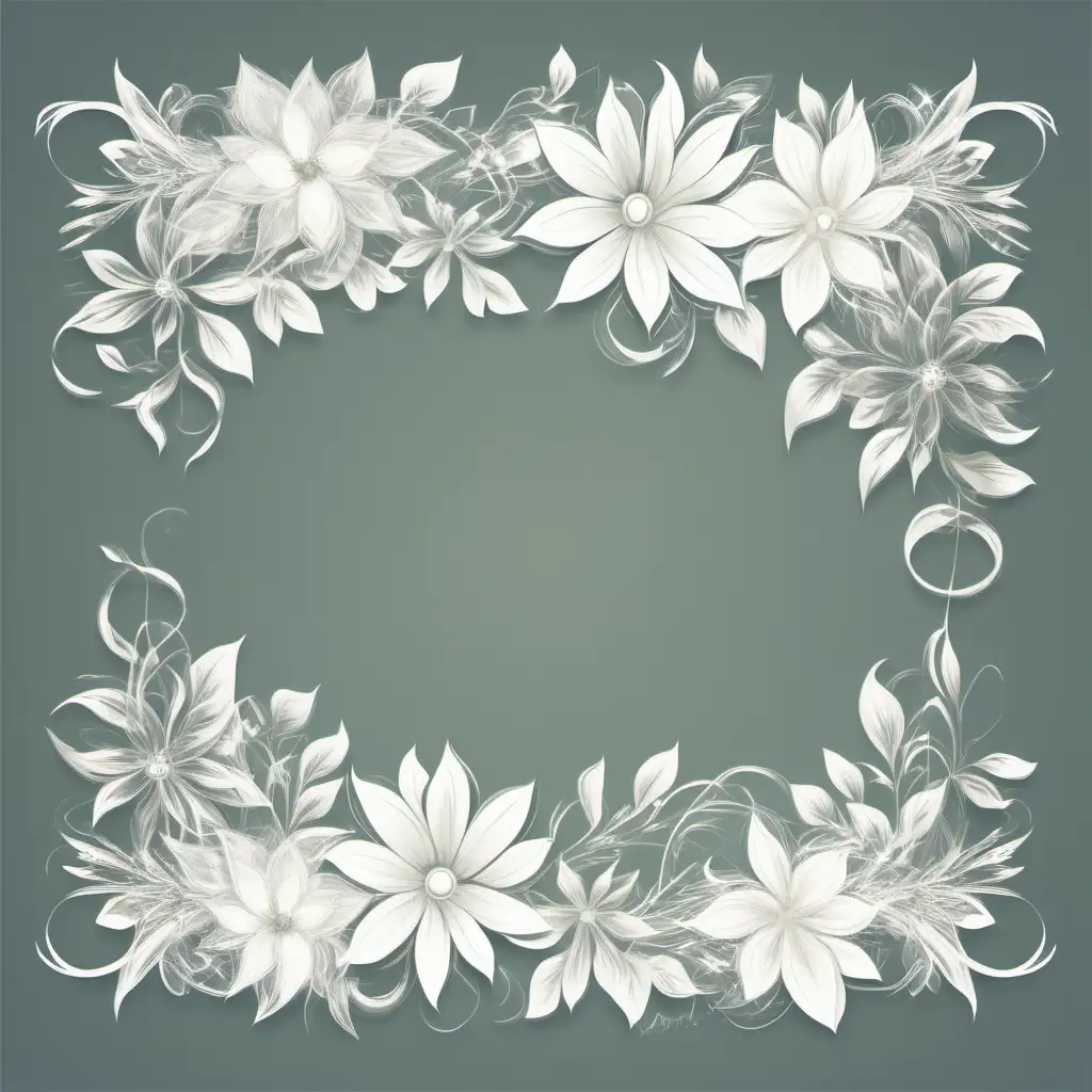 transparent floral border,white background