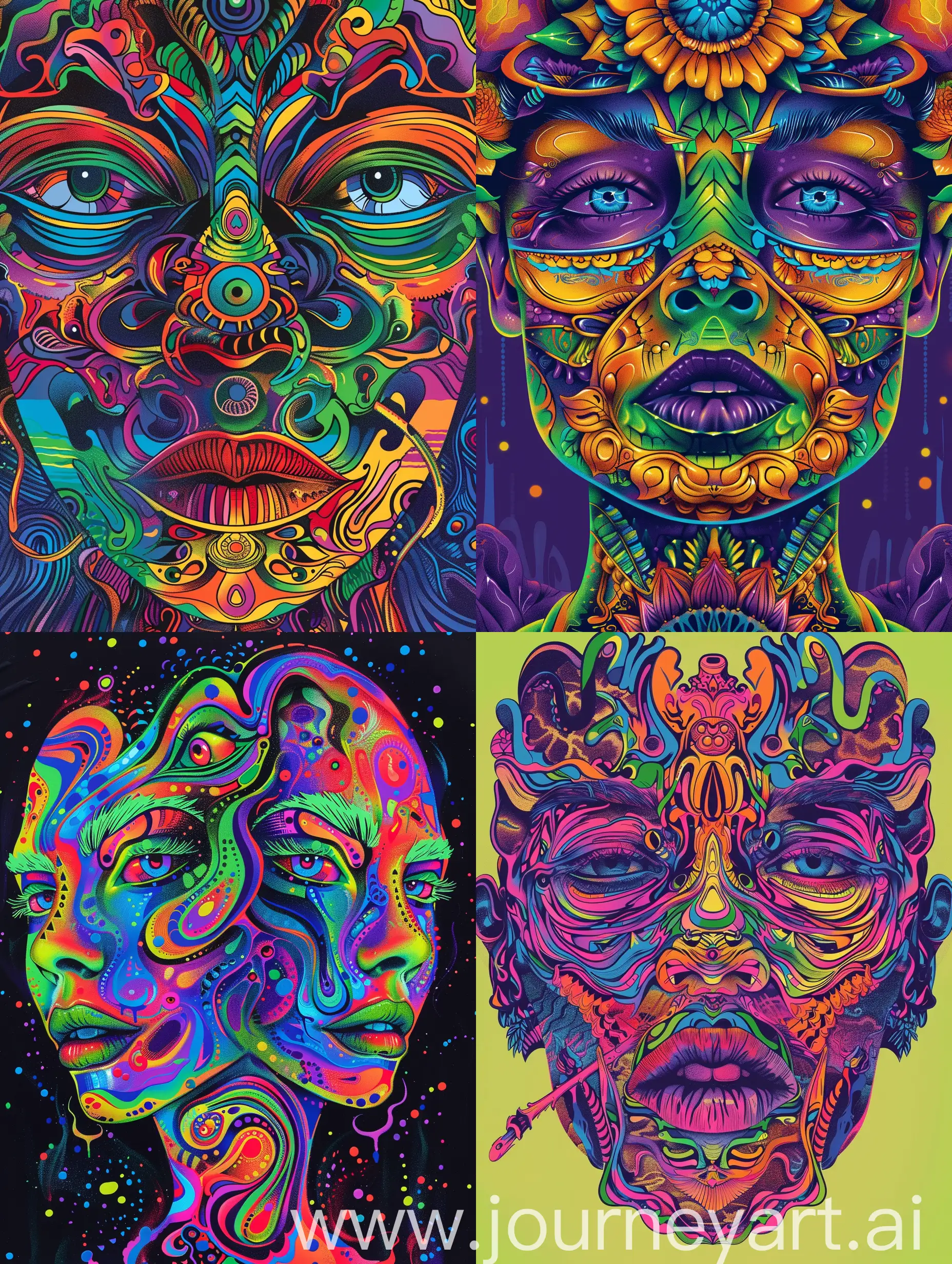 Vibrant DMT Themed Faces