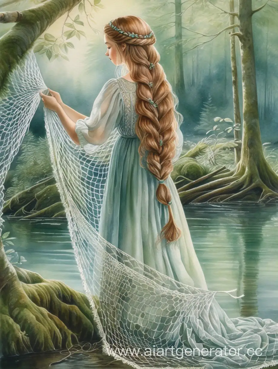 Slavic-Girl-Braiding-Ornamental-Lace-Net-by-the-Mossy-River