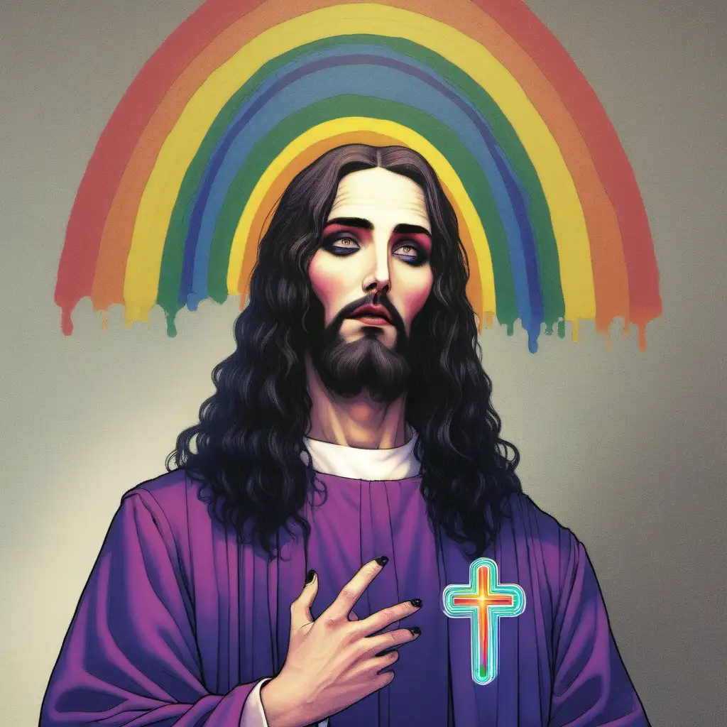 Colorful Jesus in Goth High School Setting