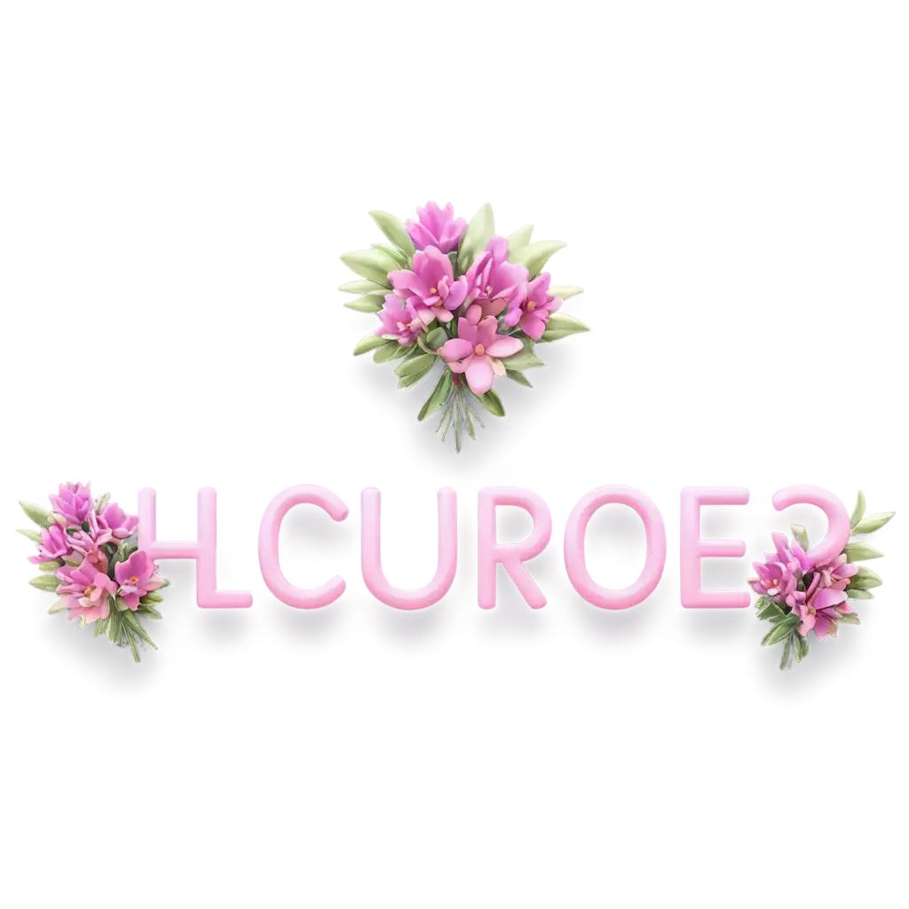 Exquisite 3D Logo with Bouquet of Flowers in Dark Green Pink Yellow and