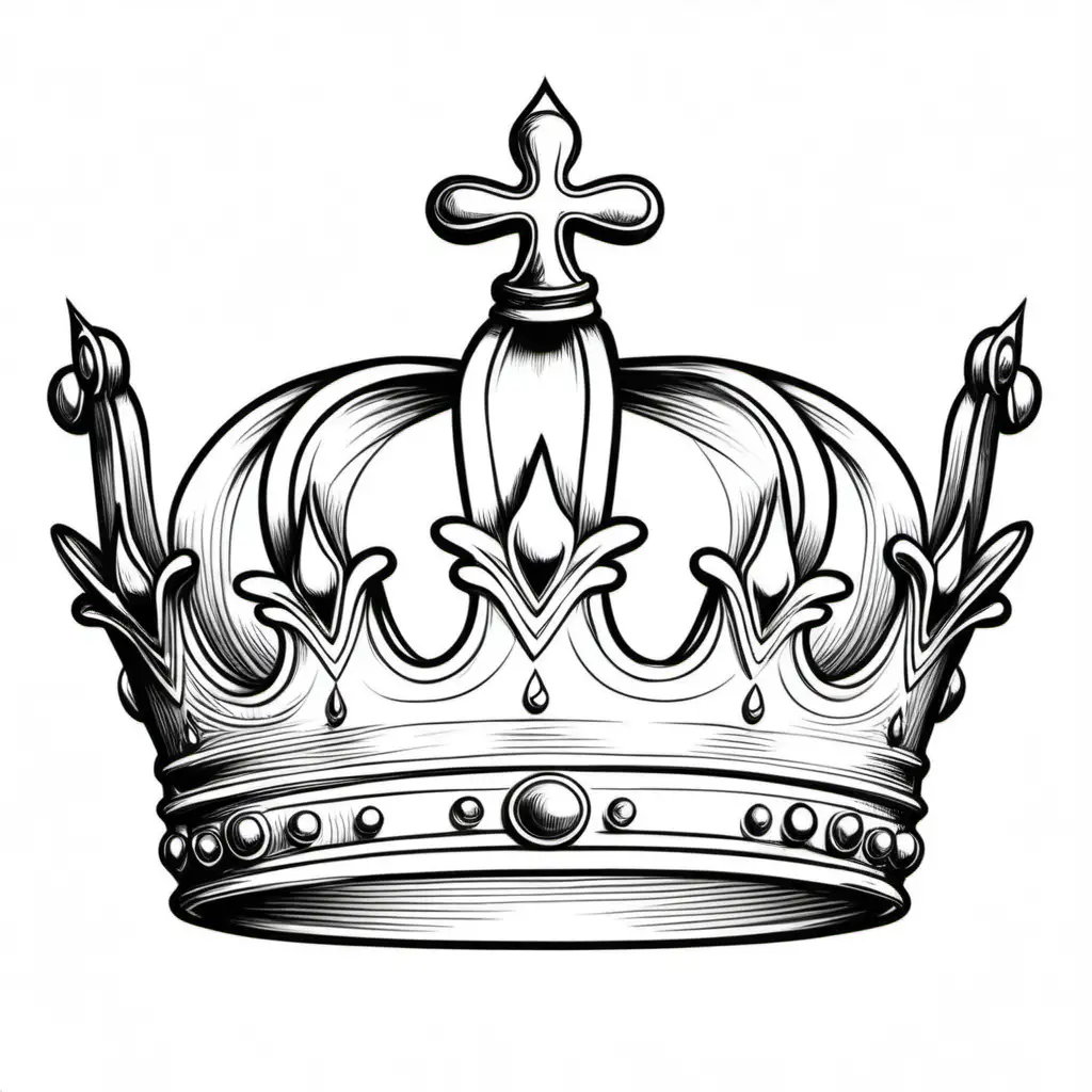 kresba tužkou, motiv  jednoduchá královská koruna jasné kontury, obrázek je pro vybarvování 