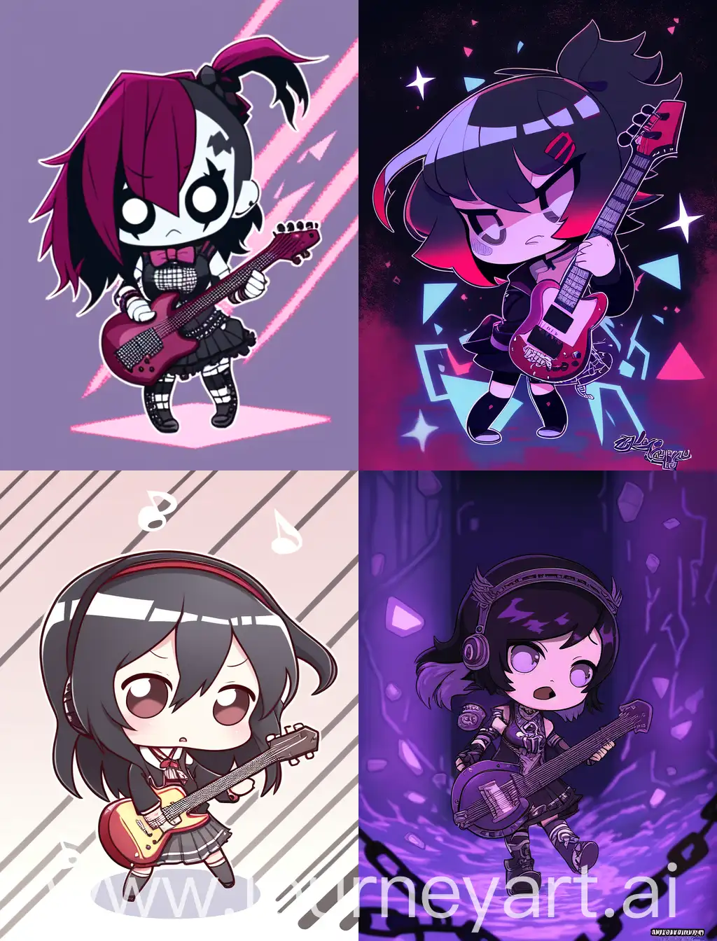 Chibi-Emo-Girl-Playing-Guitar-in-Cartoon-Anime-Style-with-Strong-Lines-and-Spooky-Background