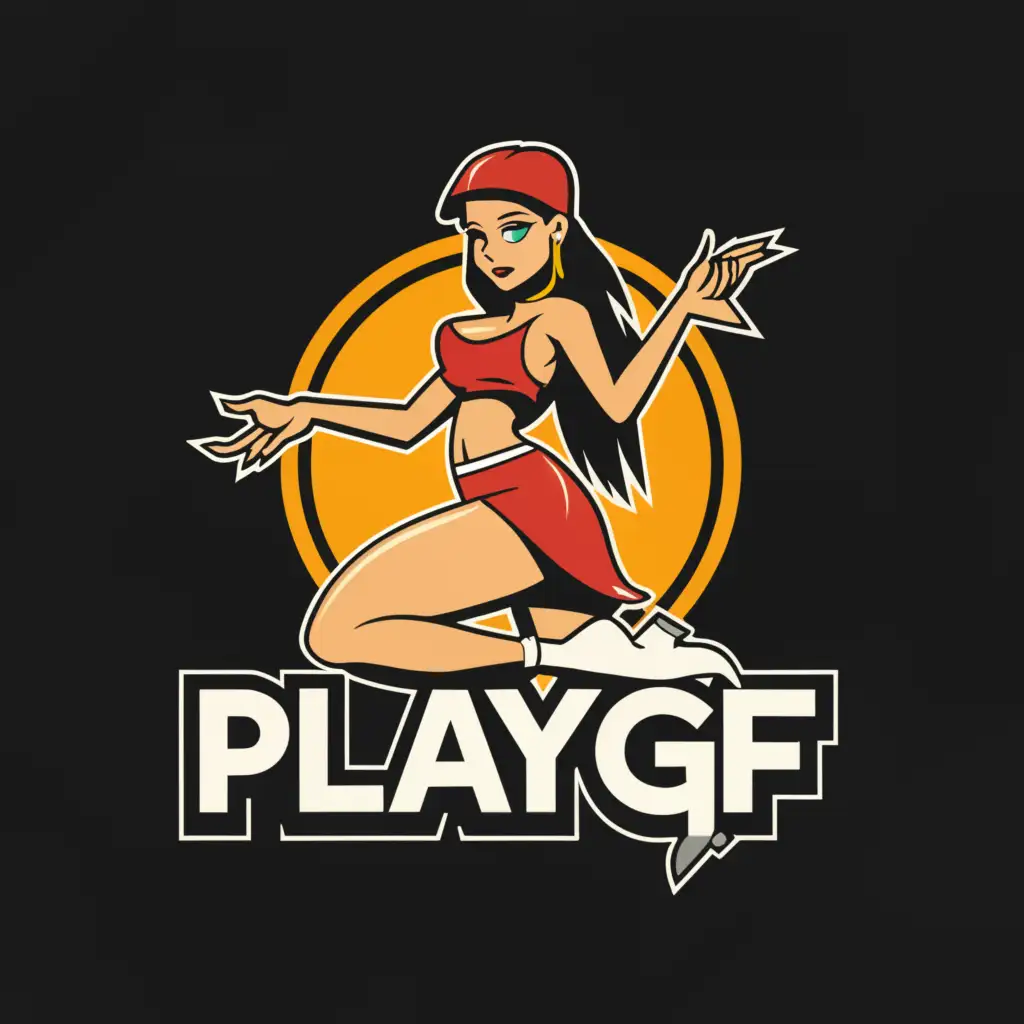LOGO-Design-for-PlayGF-Flirty-Text-with-Sexy-Cam-Girl-Icon