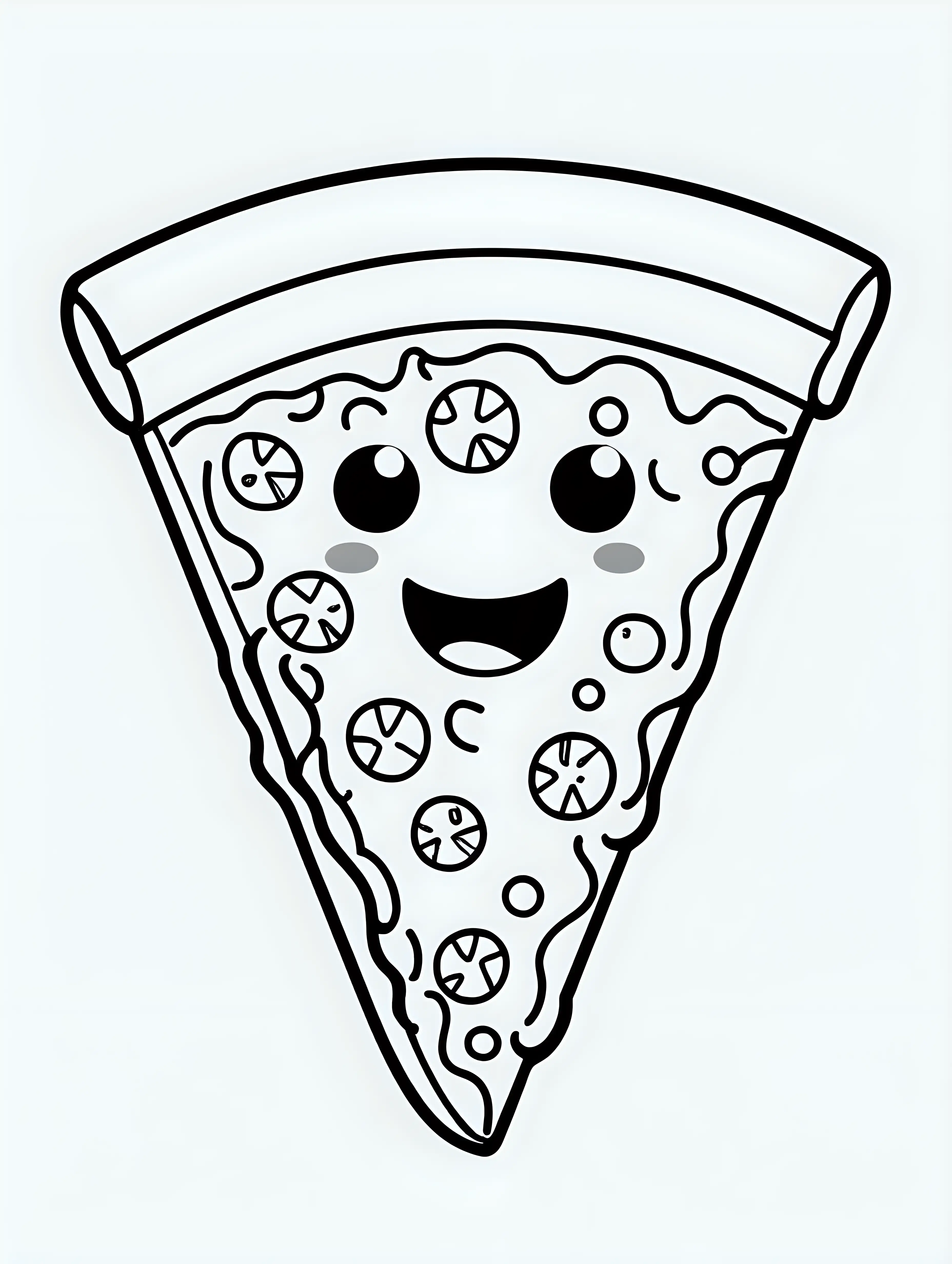 Adorable Cartoon Coloring Book Playful Pizza Slice and Cute Emojis