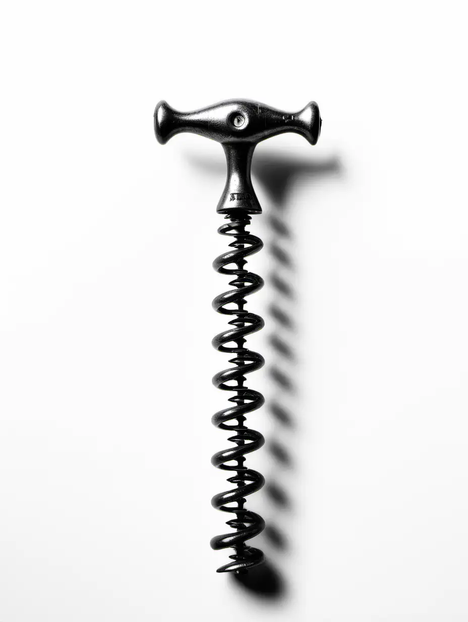corkscrew, black and white with white background
