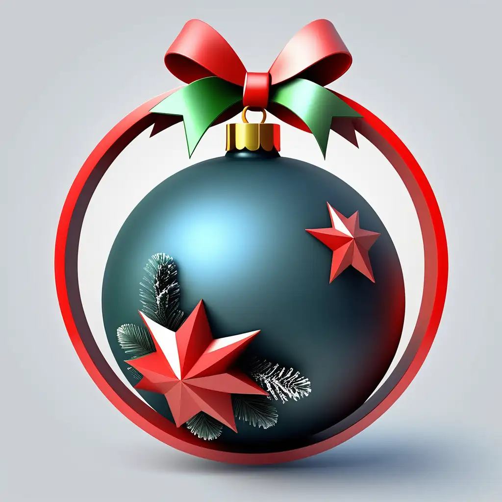Festive 3D Christmas Ball Icon Enclosed in a Circle
