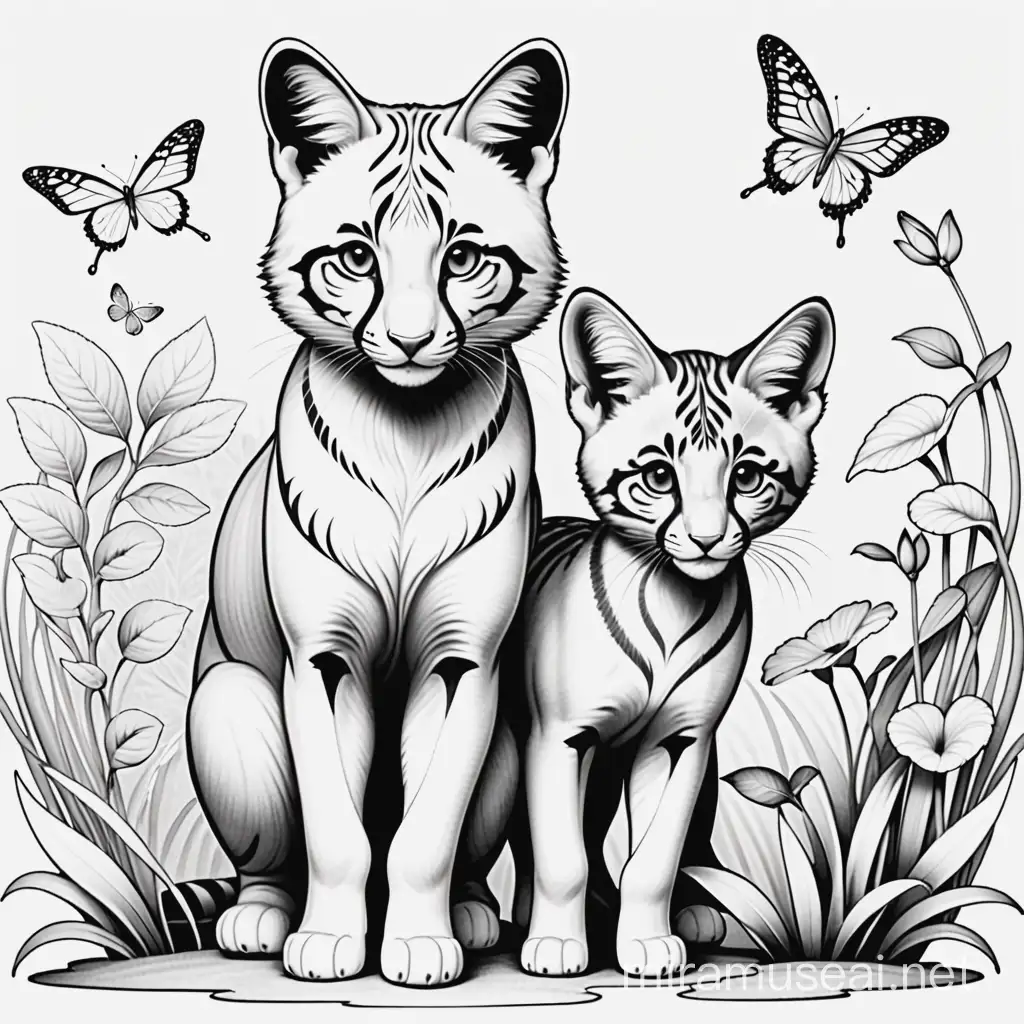 Beautiful Soft Contours Animal Coloring Page Serene Black and White Illustration