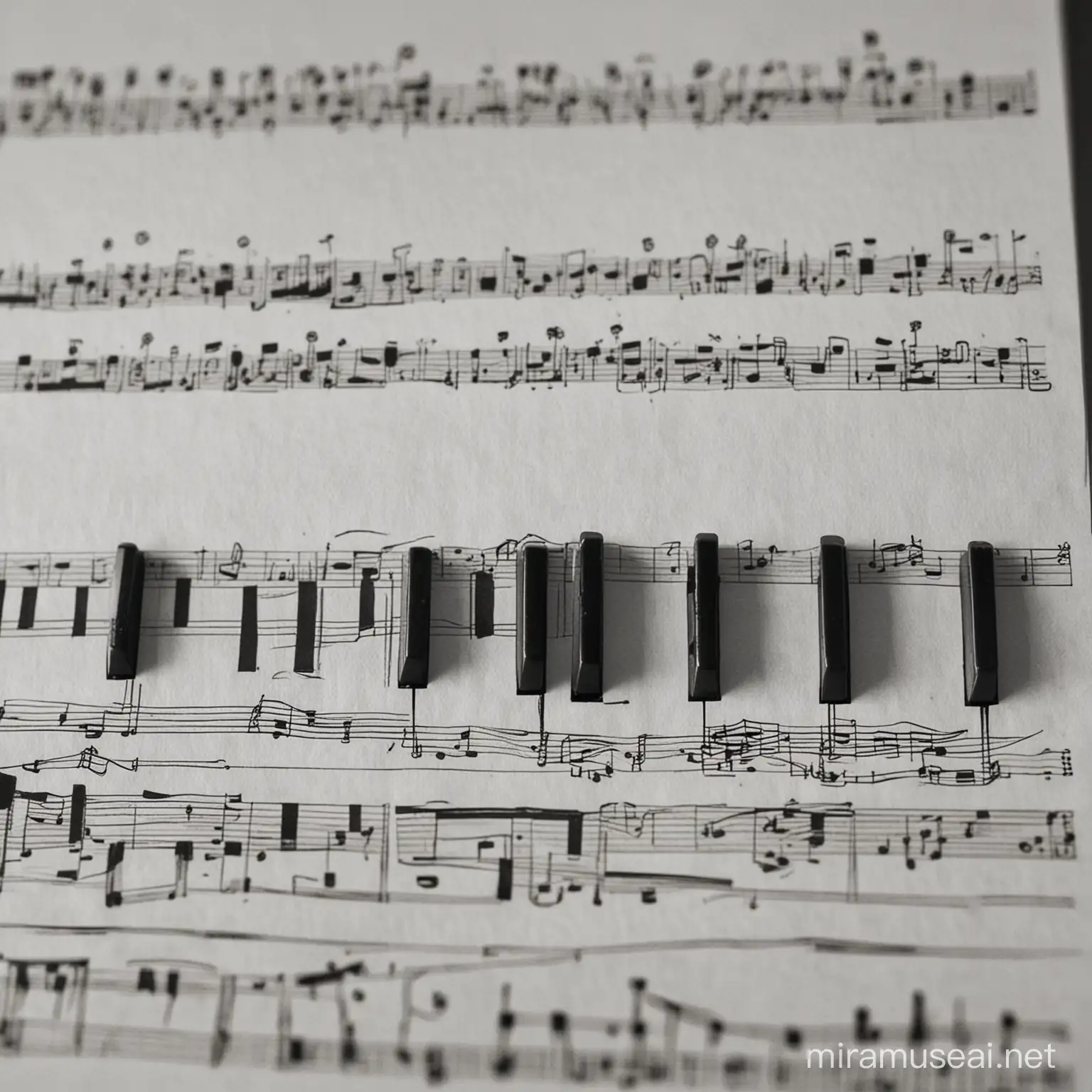Grand Piano on Classical Musical Score