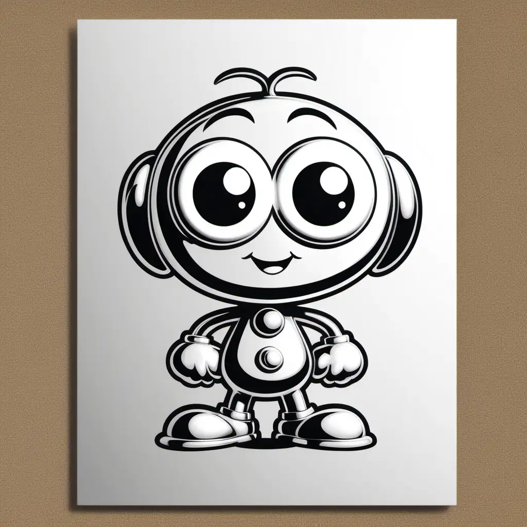 A vintage-style chrome effect engraving of a groovy cartoon character, capturing the essence of retro charm and playful nostalgia. Ultra detailed.