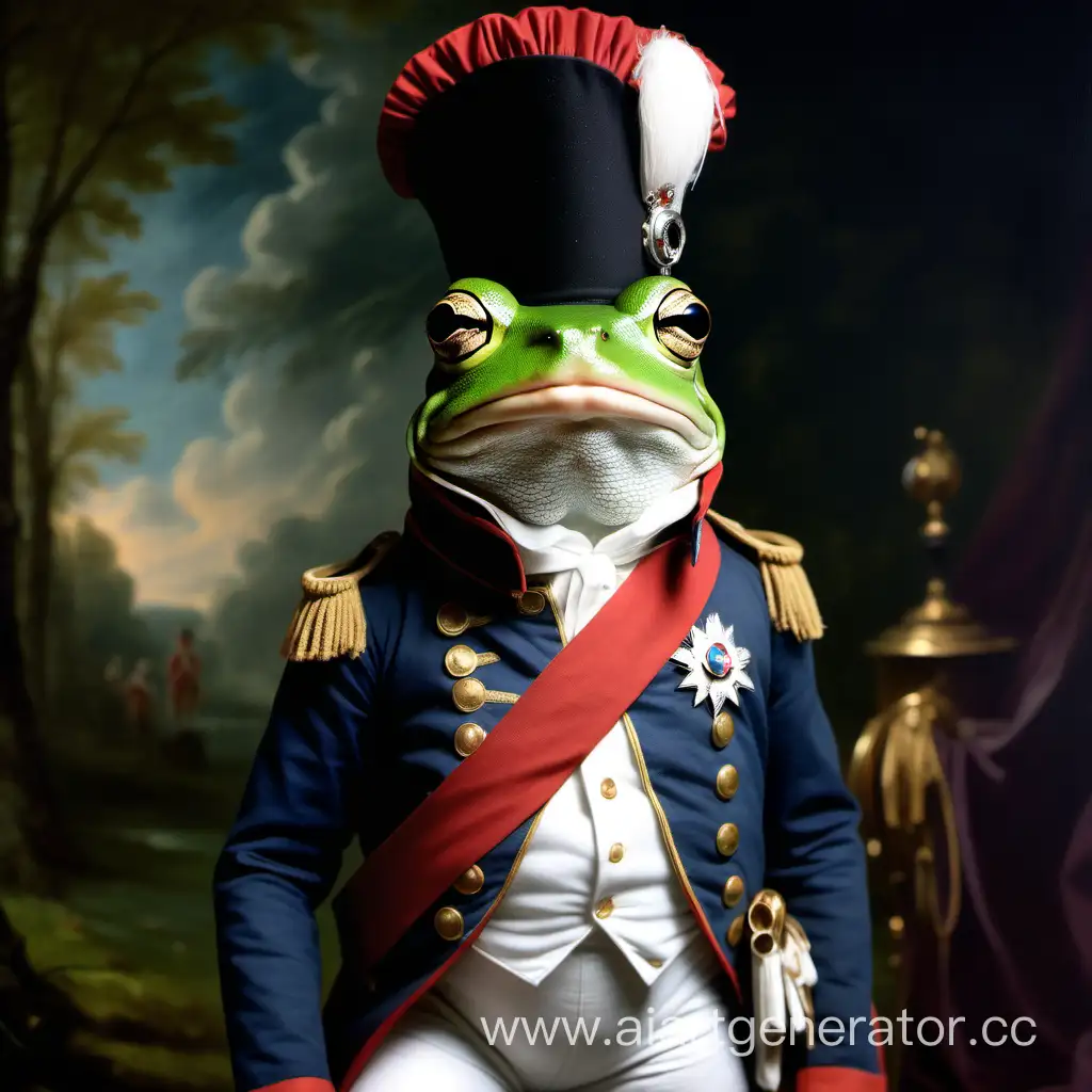 Frog-Wearing-Napoleon-Costume-Majestic-Amphibian-Dressed-in-Historical-Attire