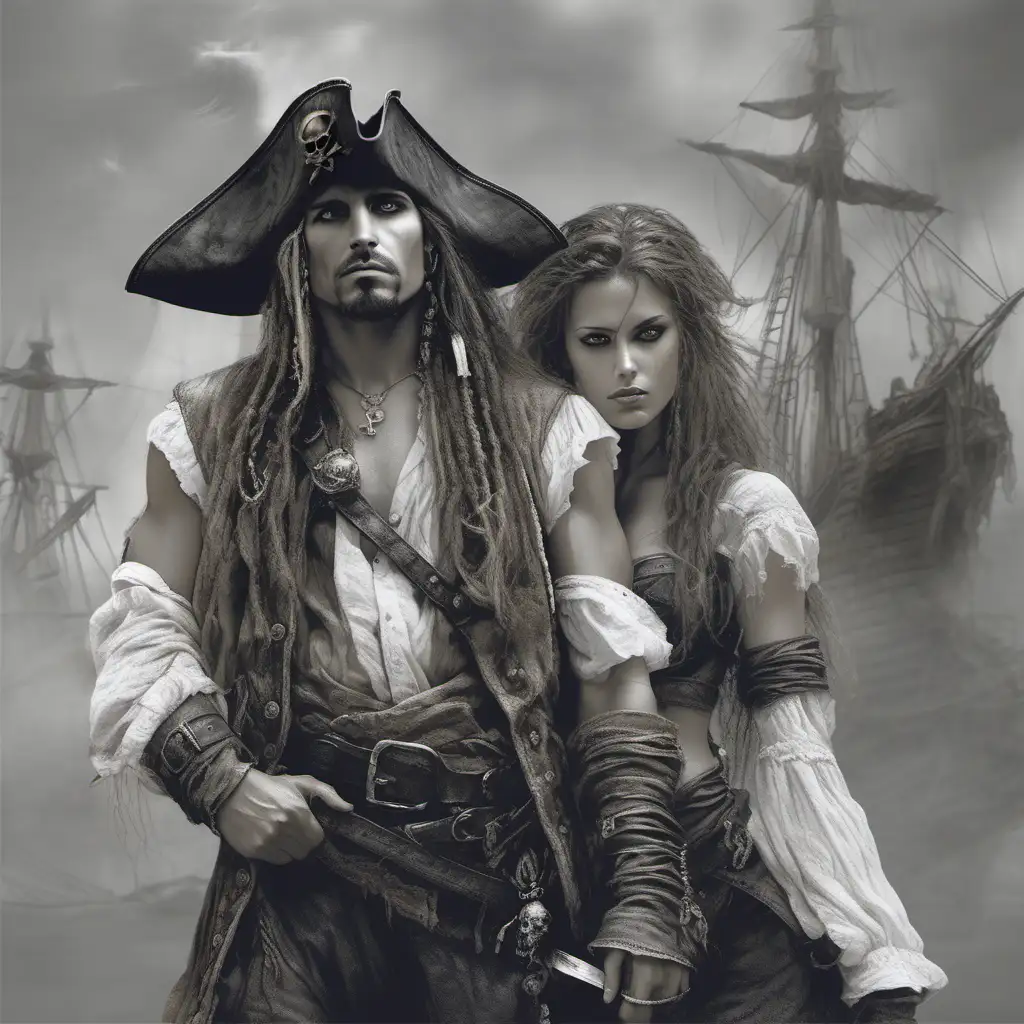 Fantasy Pirate with Two Heads Art Inspired by Luis Royo