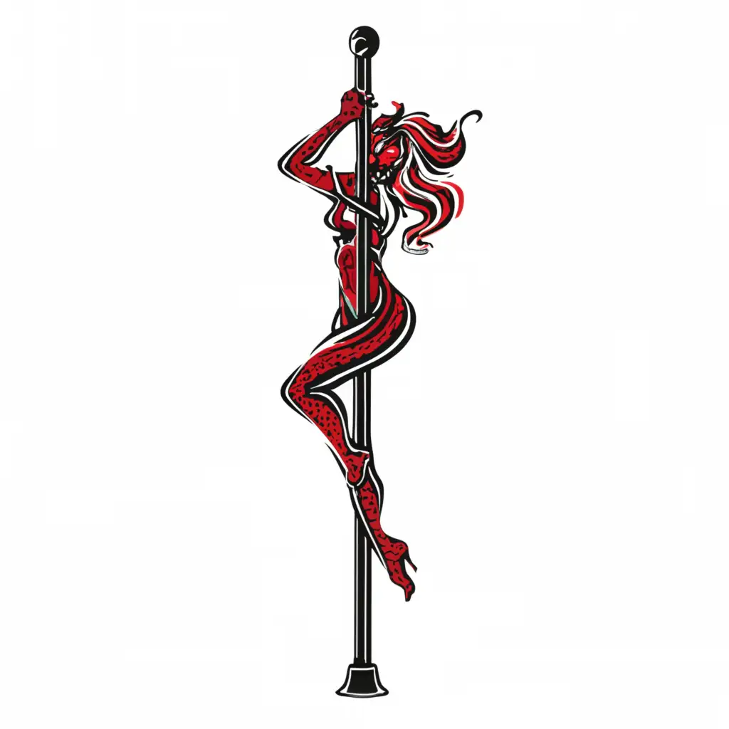 a logo design,with the text "STRIPPER", main symbol:WOMAN ON POLE,complex,clear background